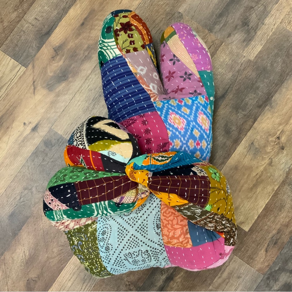 Kantha Peace Sign Pillow